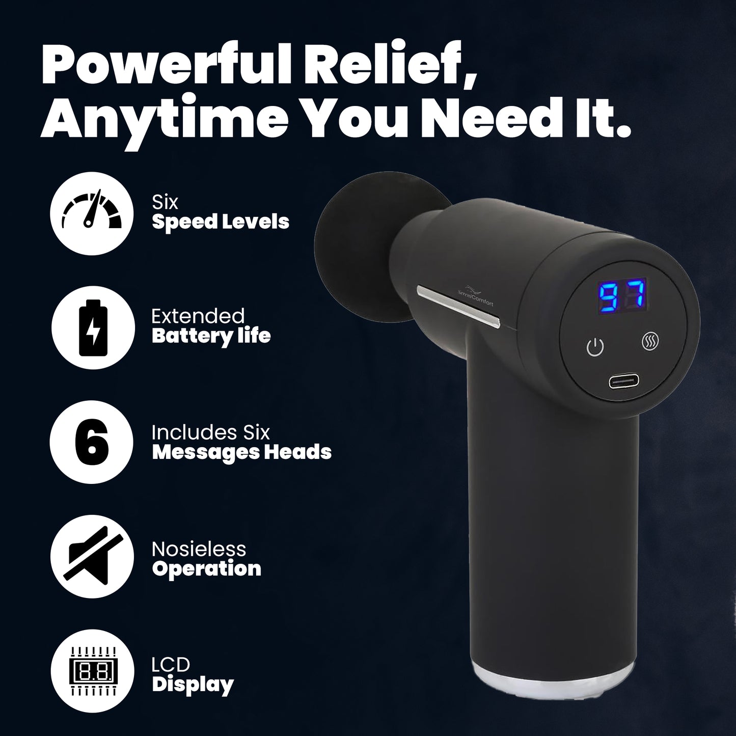 Massage Gun with Heat & Cold Therapy – Deep Tissue, Percussion, Muscle Recovery | SereniComfort