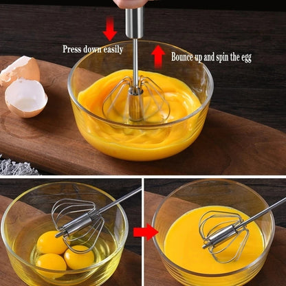 Stainless Steel Semi-Automatic Whisk Rotary Egg Beater & Cream Mixer for Baking & Camping