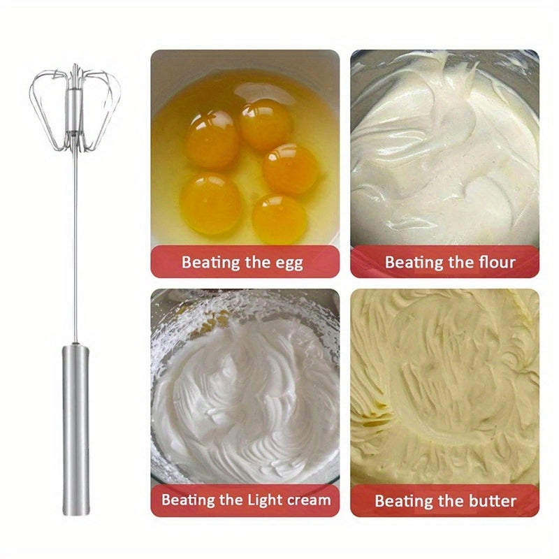 Stainless Steel Semi-Automatic Whisk Rotary Egg Beater & Cream Mixer for Baking & Camping