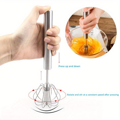 Stainless Steel Semi-Automatic Whisk Rotary Egg Beater & Cream Mixer for Baking & Camping