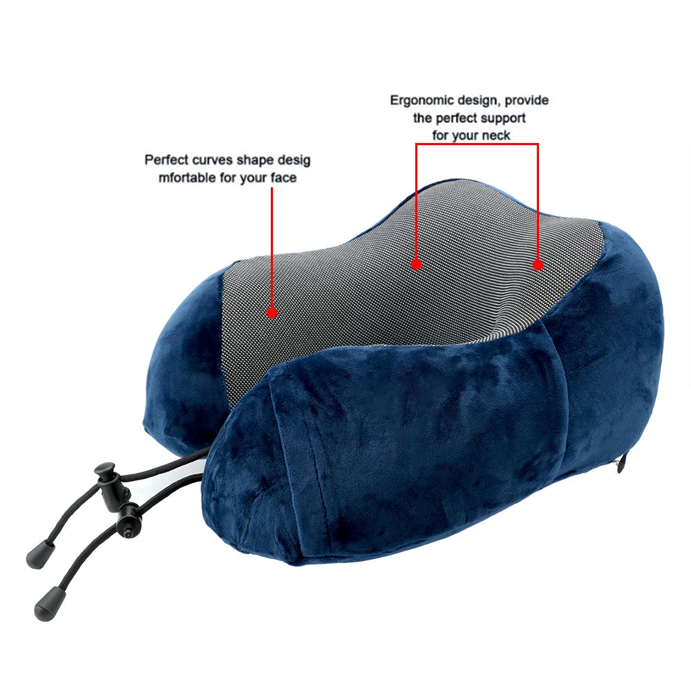 Travel Neck Pillow | U-Shaped Memory Foam Cushion for Airplane, Car & Home