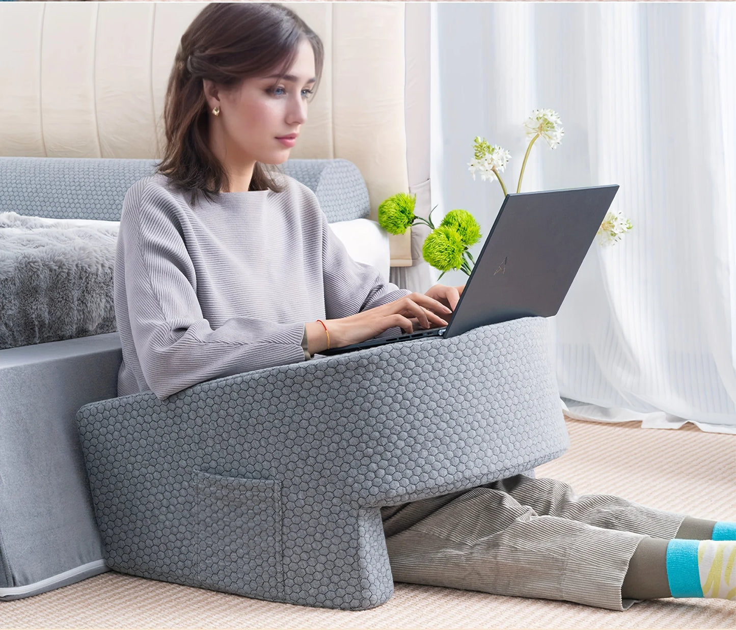 Soft Reading Pillow with Arm Rest | Lap Desk Cushion for Gaming, Working, and Relaxing