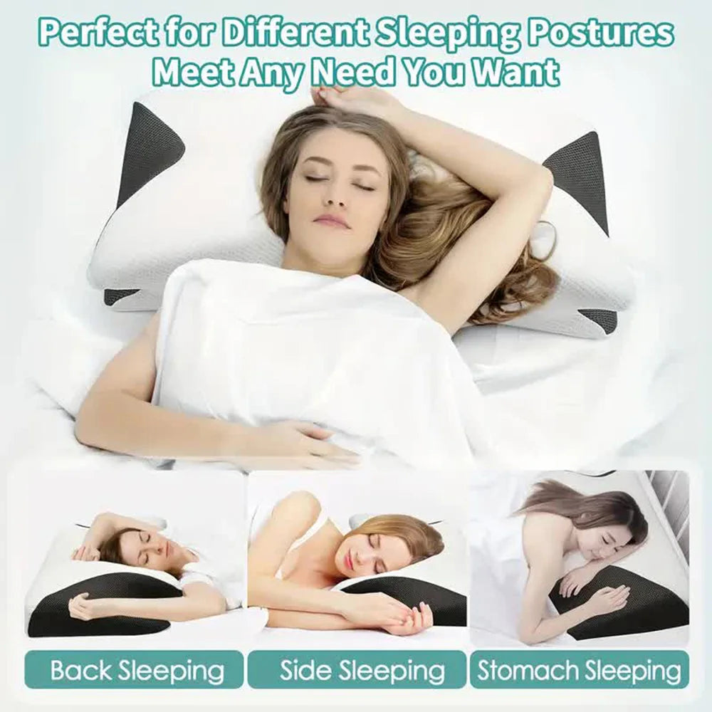 Butterfly Memory Foam Cervical Pillow | Orthopaedic Neck Support and Massage for Comfortable Sleep