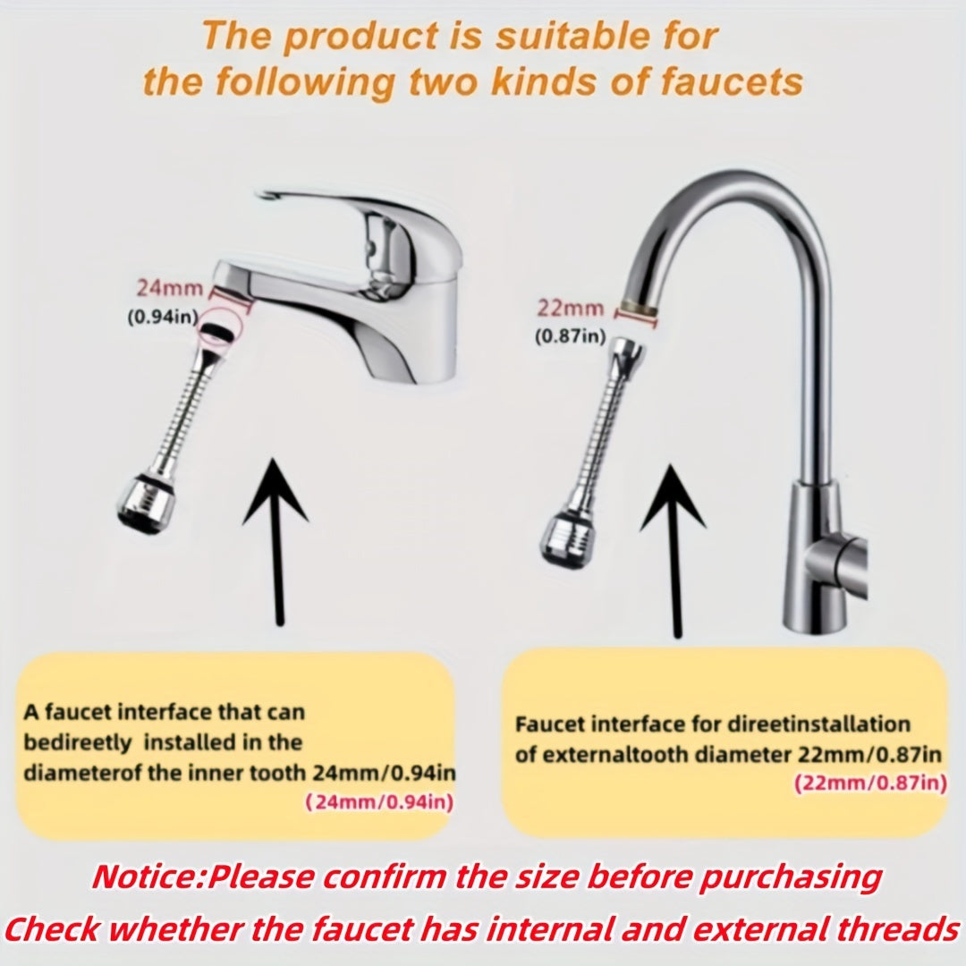 Universal 360° Rotating Faucet Extender | Anti-Splash Water-Saving Aerator for Kitchen & Bathroom