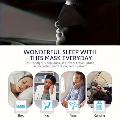 3D Contoured Blackout Eye Mask Ultra-Lightweight Sleep Mask for Home, Travel & Camping